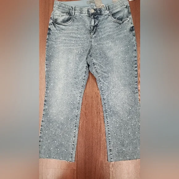 Wit & Wisdom Bennett Skyrise Rhinestone Barely Boot Jeans Size 18W NWT - Picture 2 of 11